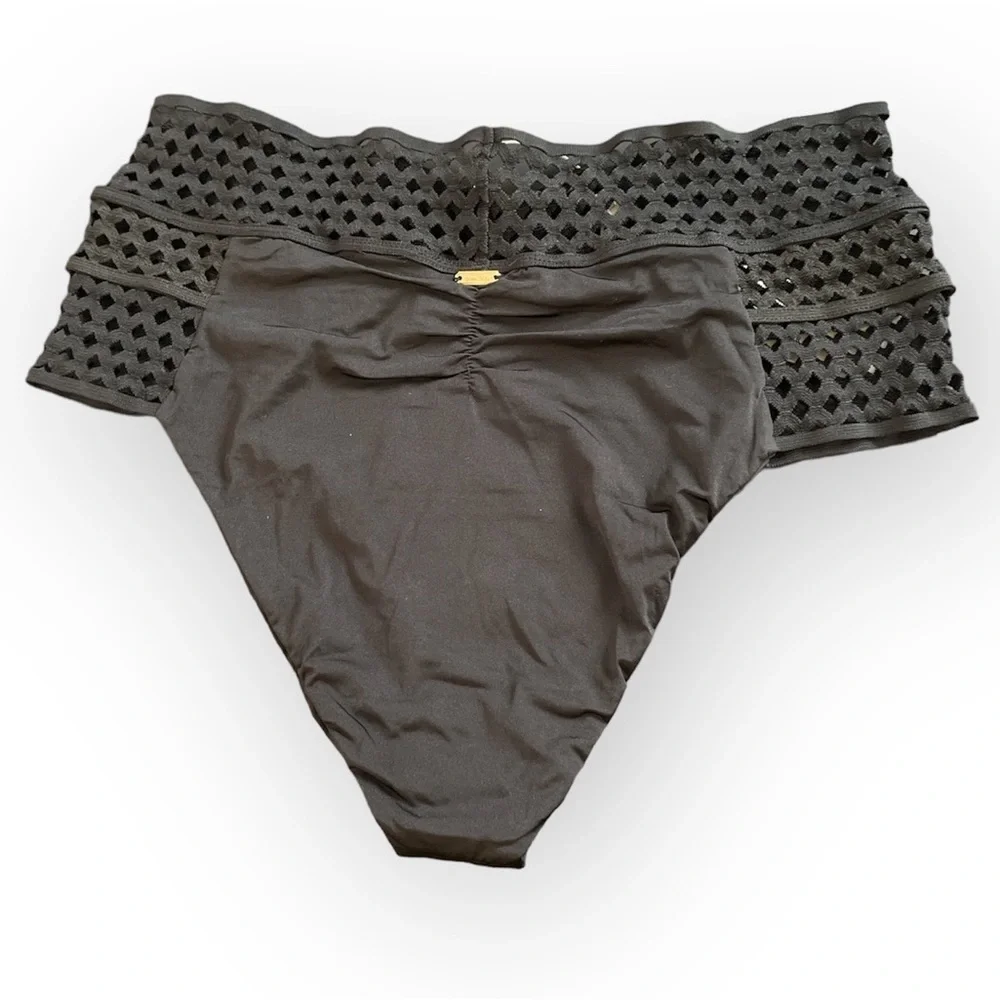 Beach Bunny Swimwear NWT Hayden‎ High Waist Bikini Bottom In Black Size 3X / 16